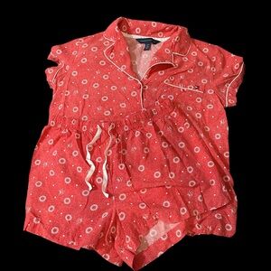 Tommy Hilfiger Red Floral Pajama Set size small